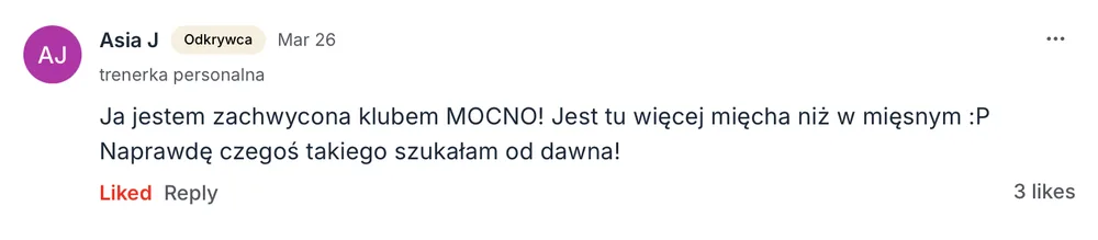 Opinia członka MOCNO Clubu