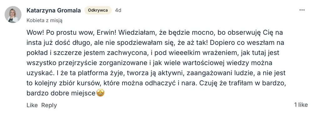 Opinia członka MOCNO Clubu
