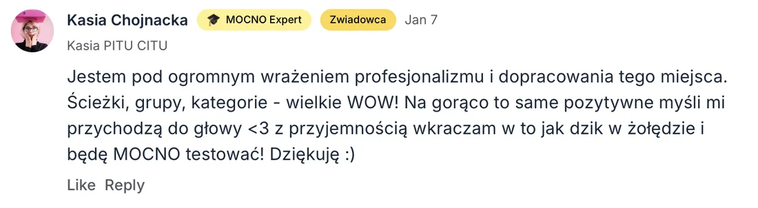 Opinia o&nbsp;bazie wiedzy MOCNO Clubu