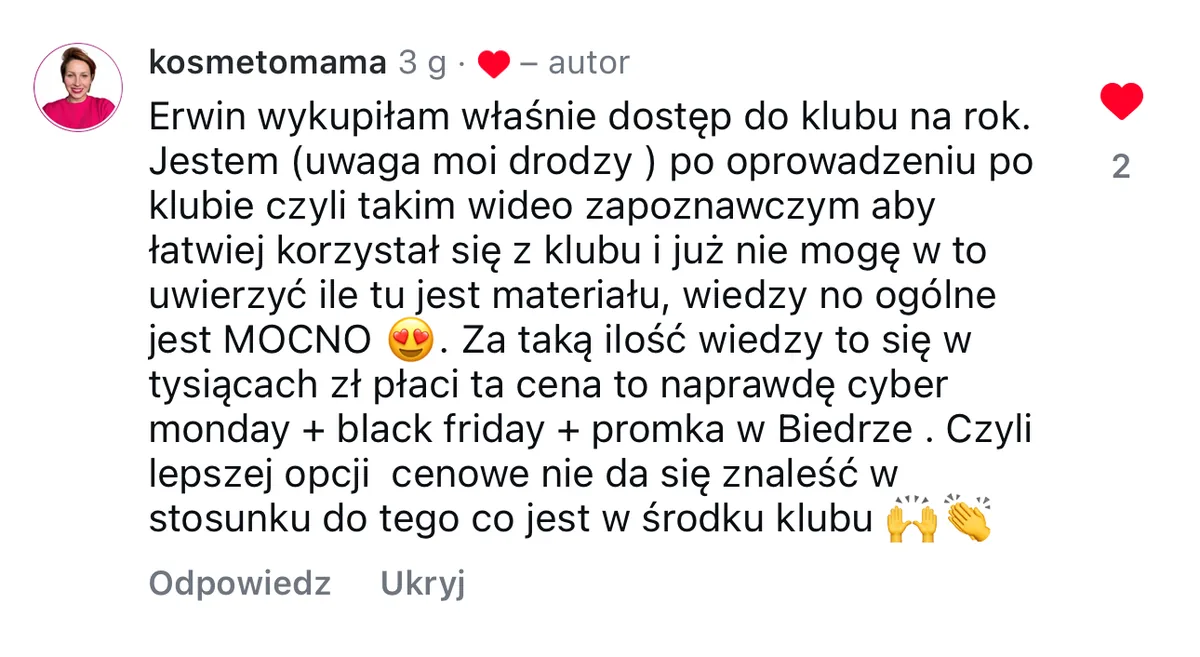 Opinia o&nbsp;MOCNO Clubie