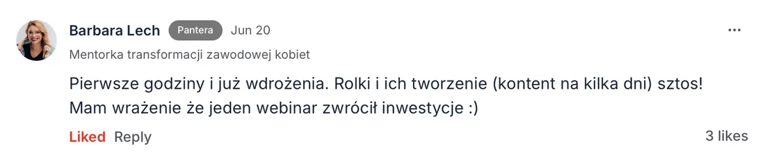 Opinia członka MOCNO Clubu
